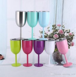 10oz wine glasses stianless steel Double Wall Vacuum Insulated Wine tumbler with lids cup solid Colours DIY cup 9 Colours in stock3166642