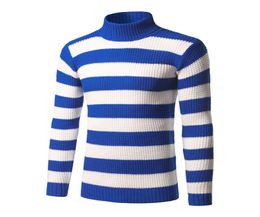 Mens Fashion Shirt Sweater Casual Turtleneck Mens Long Sleeve Pullover Contrast Striped Print Design Sweater M3XL1423728