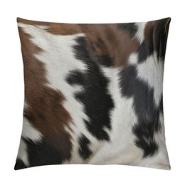 Cow Print Pillow Covers Western Farm Animal Skin Cushion Cover for Bedroom Car Cowhide Highland Cattle Square Pillow Case for Sofa Couch