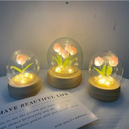 DIY Tulip Night light Flower LED Light Accessories Material Package Valentine's Day Gift Self Made Romantic Flower Ambient Light