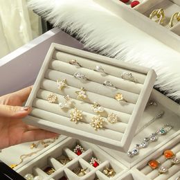 Velvet Jewellery Display Tray Case Stackable Jewellery Holder Portable Ring Earrings Necklace Bracelet Organiser Drawer Storage Box