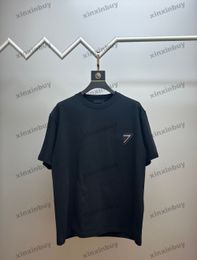 xinxinbuy Men designer Tee t shirt 2024 Italy nylon pocket big letter jacquard pattern cotton short sleeve cotton women Grey black khaki blue white XS-L