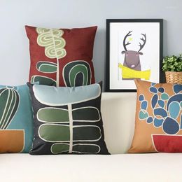 Pillow Nordic Simple Plants Cactus Cover Home Decorative Solid Green Red Yellow Floral Flower PillowCase Office Sofa