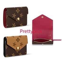 Mann Frauen Luxus -Brieftaschen Münze Geldbeutelhalter Designer Bag Wallet Geldbeutel Leder Brown Blume Victorine Kreditkartenhalter Kette Geldbörsen Schlüsselbeutel