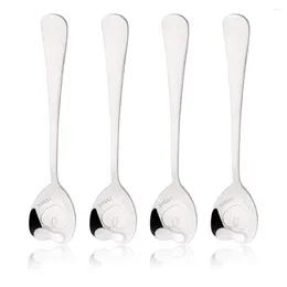 Coffee Scoops Creative 4Pcs Stainless Steel Heart Shape Spoon Dessert Honey Spoons Ice Cream Teaspoon For Drinking Kitchen Tools