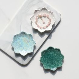 1Pc Irregular Mandala Shape Ceramic Storage Tray Dish Jewellery Ring Organiser Bread Dessert Snack Plate Plate Home Decor