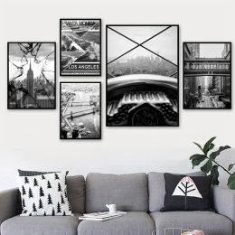 New York Poster Black and White City Wall Art Picture for Living Room Canvas Painting Street Building Wall Decor Posters Prints
