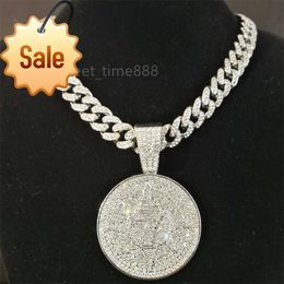 Pendant Necklaces Hip Hop Crystal Lucky Number 7 Pendant With Big Miami Cuban Chain Choker Necklace For Men Women Iced Out Coin Jewellery 220909
