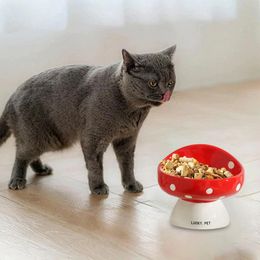 Raised Food Bowls For Cats 200ml Ceramic Mushroom Shape Raised Pet Food Bowl Whisker Friendly Shallow Cat Elevated Food Bowl Pet