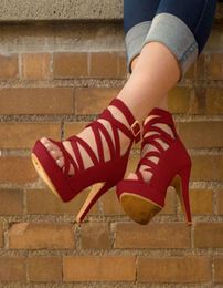 Summer Women Platform Sandals Open Toe High Heels Party Wedding Shoes Sexy Red Stiletto Cross Strappy Ladies Sandals1867482