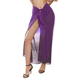 Beach-Sarong-Pareo for Womens Chiffon-Semi-Sheer Swimsuit Cover-Ups Side Tie Long Wrap Skirt for Swimwear Bathing Suit Dropship