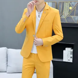 Men's Suits Male Blazer Yellow Party Slim Fit Suit Jackets Thin Clothing Simple Coat Breasted Fashion 2024 High Quality