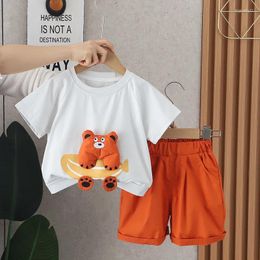 Clothing Sets 2024 Western Baby Boy Summer Clothes Suit For Kids Boys Fashion Cartoon O-neck Pullover Short Sleeve T-shirts And Shorts