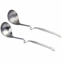 Spoons 2Pcs Soup Ladle Slotted Spoon Pot Hanging Colander Kitchen Tool 349o