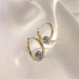 Stud Earrings Fashion Simple Single Zirconia For Women Girls Korean Style Delicate Chic Jewellery Wholesale 2024