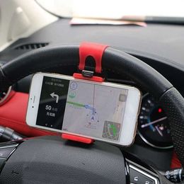 Car Holder Car Steering Wheel Phone Clip Mount Holder Universal Kit Bike Auto Camera GPS Stand Bracket Car Interior AccessoriesL205