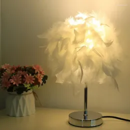 Table Lamps Creative Feather Lamp Living Room Bedroom Bedside Lighting Night Light Decor Wholesale 2024 Wedding