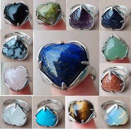 Cluster Rings Opal Howlite Tiger Eye Aventurine Lapis Lazuli Goldstone Jaspe Crystal Unakite Blue Sand Heart Beads Ring WB918