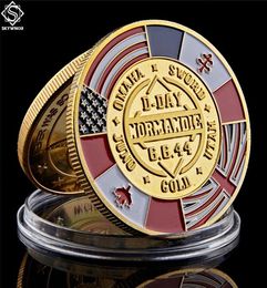 24k 70th Anniversary Gold Plated Souvenir Coin Craft Arromanches Normandie War Military Challenge Collectibles2206824