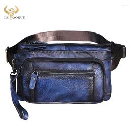 Waist Bags Trend Quality Leather Men Casual Fashion Travel Fanny Belt Bag Chest Pack Sling Design 8" Tablet Phone Case Male 9801