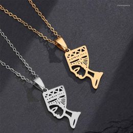 Pendant Necklaces SONYA Egyptian Queen Nefertiti Women Jewellery Silver Colour Gold Colour Stainless Steel Jewellery African 215T