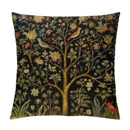Throw Pillow Cover Floral William Morris Tree of Life Vintage Birds Home Decor Pillowcase Lumbar Pillow Case Cushion Cover for Sofa Couch Bed