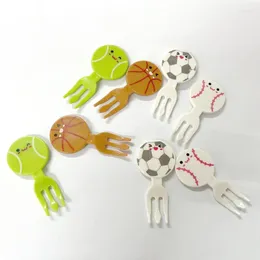 Forks Creative Cartoon Ball Fruit Cake Toothpick Grade Plastic Picks For Kids Bento Box Accessories Party Decorations