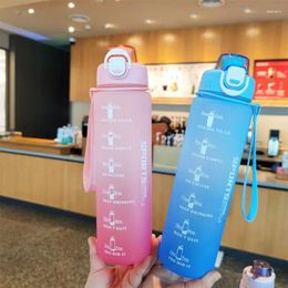 Water Bottles Jug Bounce Cover 2024 Summer Gift Portable Travel Bottle With Time Marker Creative