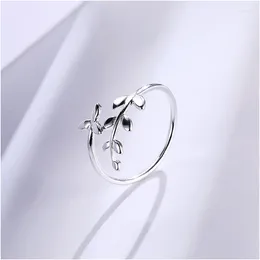 With Side Stones HONGYE 925 Sterling Silver Jewellery Charms Leaf Feather Women Rings For Wedding 2024 Fashion