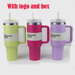 1pc New Quencher H2.0 40oz Stainless Steel Tumblers Cups With Silicone Handle Lid and Straw 2nd Generation Car Mugs Vacuum Insulated Water Bottles with logo 0928