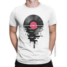 Men's T-Shirts Leisure Vinyl LP Music Record Mens Sunset T-shirt Neckline Cotton T-shirt Water 80s Classic T-shirt Gift Creative ClothingL2405