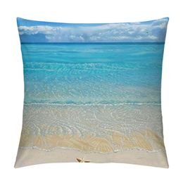 Beach Sea Throw Pillow Case Beautiful Tropical Blue Ocean Sky Sea Wave Pillow Cover Cushion Covers for Couch Sofa Home Farmhouse Decoration