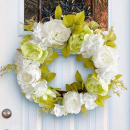Decorative Flowers Chic Front Door Decor Plastic Fake Peony Wreath Simulated Ornament Wedding Party Flower