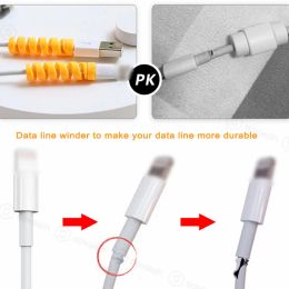 Sovawin 2Pcs USB Cable Protector Saver Cover for iPhone Samsung Silicone Spiral Shape Charger Cord Organiser Winder For Phone