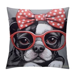 Satin Pillowcase for Hair and Skin Animal French Bulldog Pillowcase with Zipper, Queen Size Pillow Cases, Slip Cooling Satin Pillow Cover