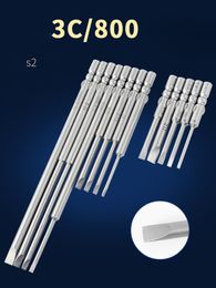 5PCS Slotted Screwdriver Bit 800 4mm round Shank Flat Head Slotted Tip Electric Screw Driver Hand Tools length 40MM 60MM 100MM