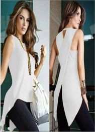 New Women summer Casual Solid Shirt Back Swallowtail Hem Asymmetrical Tank Tops women clothes short dress8300410
