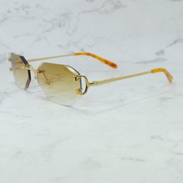 Polygon Sunglasses Mens Accessories Fashion Stylish Carters Eyewear Rimless Diamond Cut Edge Sun Shades High Quality Wholesale 200w
