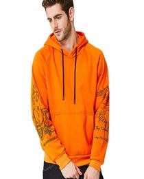 Winter Fleece Hoodies Men Street Casual Clothing Sweatshirts Painting Hooded Black Blue Orange8126043