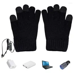 Carpets Electric Heated Gloves Touch-screen Typing USB Rechargeable Winter Thermal Waterproof Windproof Knitting Wool Hand