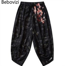 Bebovizi Thin Japanese Kimono Pants Women Men Samurai Black Harem Pants Loose Elastic Waist Chinese Style Cosplay Trousers X07236902343