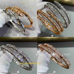 Boagery bracelet designer Jewellery pair full diamond snake bone bracelet for women with thick plated MiV gold spring full diamond head and tail diamond snake bracelet