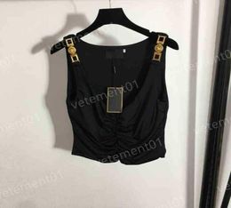 Womens TShirts Metal Shoulder Button Slim Fit Cool Tanks Top Summer Comfort Luxury Designer Casual Women Clothing6511469