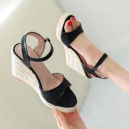 LIHUAMAO espadrilles peep toe wedges sandals platform bohemia shoes high heel pumps comfort csaual lady 240529