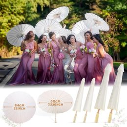 6PCS 6084cm Paper Parasol Wedding Umbrella Party Favour Bamboo Umbrellas for Bridal Baby Shower Centrepieces Po Props 240529