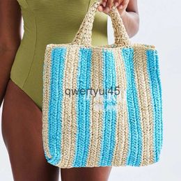 Shoulder Bags Women Colourful Stripes Fashion Str Knitting Handwoven Summer Beach Travel Shoulder Bag Casual Bali Big Handbag Purses H240529