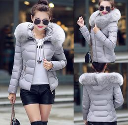 Fashion Parkas Women Winter Slim Hooded Jacket Big Fur Collar Coats Cotton Padded Parka Female Warm Short Outwear DWT4583 S18101508548835