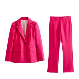 Spring Womens Fashion Versatile Collection Thread Decoration Slim Fit Suit Coat Loudspeaked Pants Casual Set 240514
