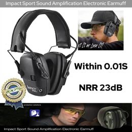 Electronic Shooting Earmuffs Tactical Impact Sound Amplification Headset Ear Protection Anti-noise Ear Muff Outdoor Sports 1pc 240529