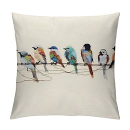 Birds Throw Pillow Covers Outdoor Birds Pillow Case for Spring Summer Sofa, Couch, Patio Home Decoration